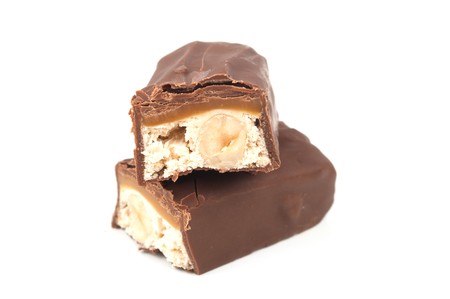 Nut chocolate on a white background