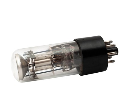 vintage radio lamp on a white backgroundの写真素材