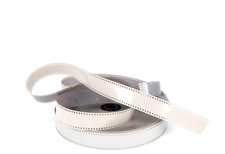 Old film on a white backgroundの写真素材