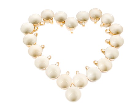 Cups on a white backgroundの写真素材