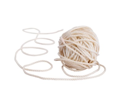 coil of rope on a white backgroundの写真素材