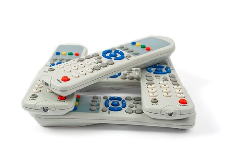 TV remote on a white background