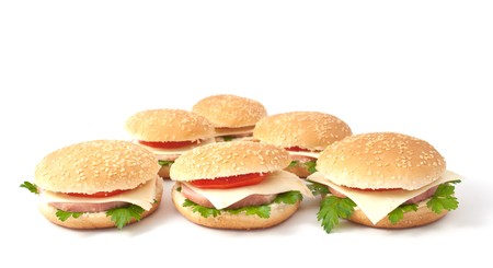 cheeseburger, hamburger on a white backgroundの写真素材