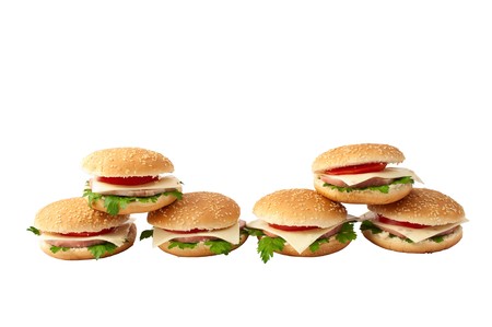 cheeseburger, hamburger on a white backgroundの写真素材