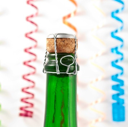 bottle of champagne against the backdrop of the serpentineの写真素材