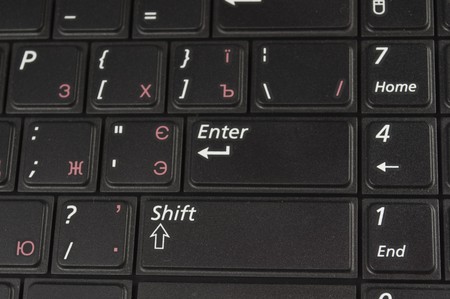 Closeup of black modern computer laptop keyboard
