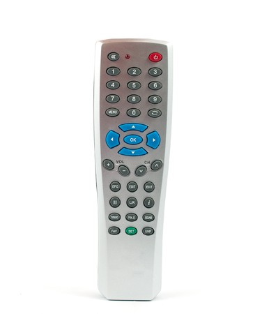 TV remote on a white background