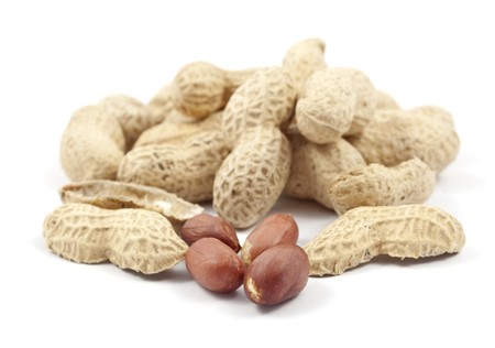 Peanuts on a white background