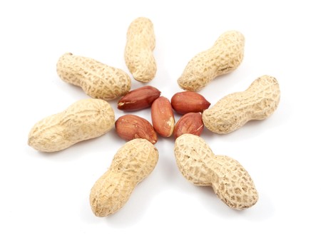Peanuts on a white background