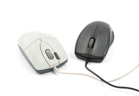 computer mouse on white backgroundの写真素材