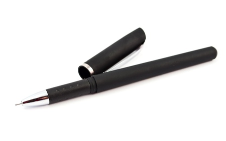 black pen on a white backgroundの写真素材