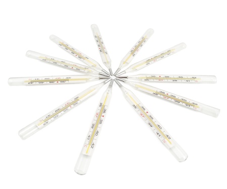 medical thermometers on a white background