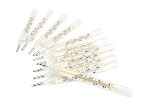 medical thermometers on a white background