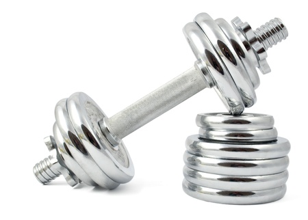 dumbbells on a white backgroundの写真素材