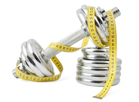 dumbbells on a white backgroundの写真素材