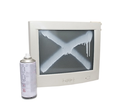 Computer-old monitor on a white background