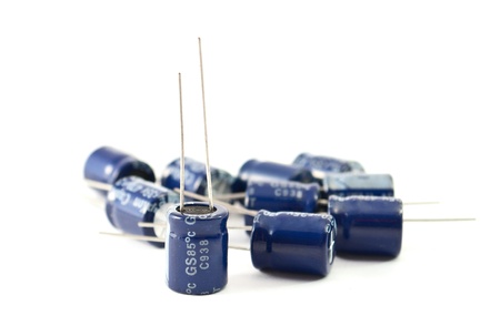 capacitors on a white backgroundの写真素材