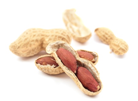 Peanuts on a white background