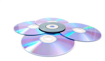 computer disks on a white backgroundの写真素材