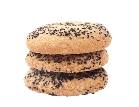 biscuits with poppy seeds on a white backgroundの写真素材