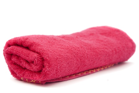 pink towel on a white backgroundの写真素材