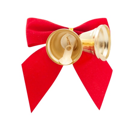 bells with a bow on a white backgroundの写真素材