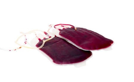 bags of blood on a white backgroundの写真素材