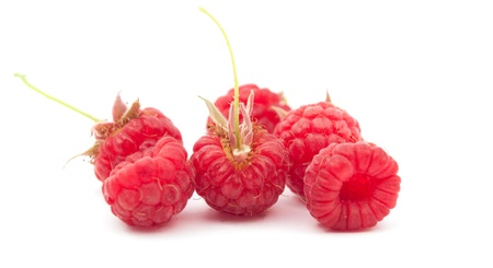 red raspberries on a white background