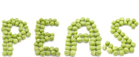 green peas on a white backgroundの写真素材