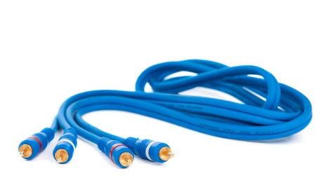 audio video cable on white background
