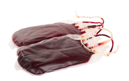 bag of blood on a white backgroundの写真素材