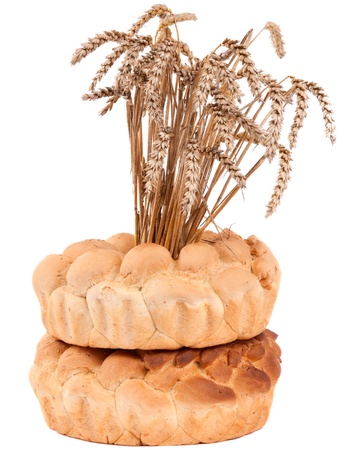 loaf of bread on a white backgroundの写真素材