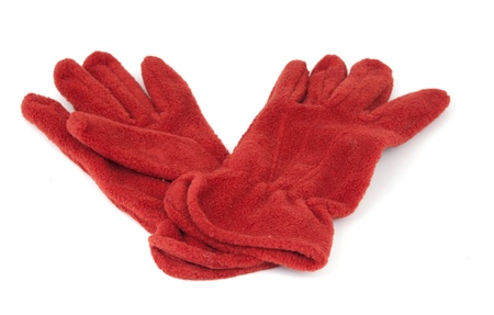 red gloves on white backgroundの写真素材