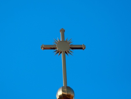  cross on blue sky backgroundの写真素材