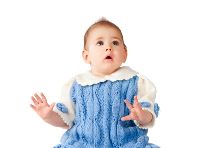 little girl isolated on white backgroundの写真素材