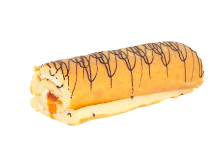 roll with cream isolated on white backgroundの写真素材