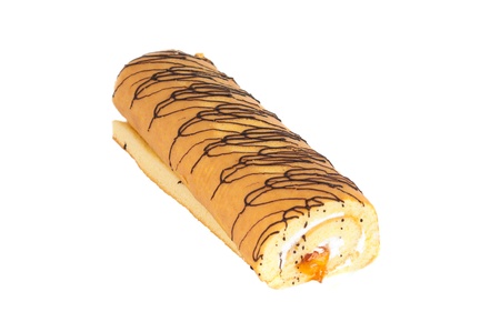 roll with cream isolated on white backgroundの写真素材