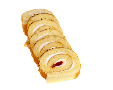 roll with cream isolated on white backgroundの写真素材