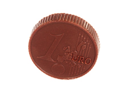 Euro chocolate isolated on white background