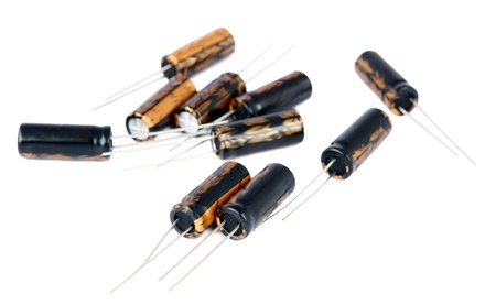 capacitors isolated on a white backgroundの写真素材