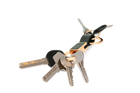 bunch of keys on a white backgroundの写真素材