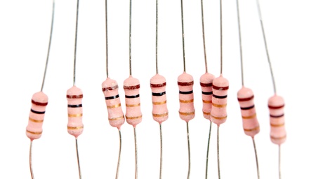 Resistors on a white backgroundの写真素材