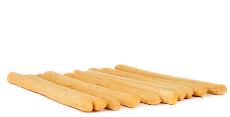 bread sticks on a white backgroundの写真素材