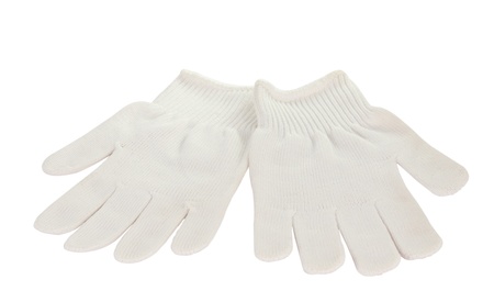 white working gloves isolated on white backgroundの写真素材