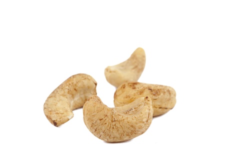 cashew nuts on a white backgroundの写真素材