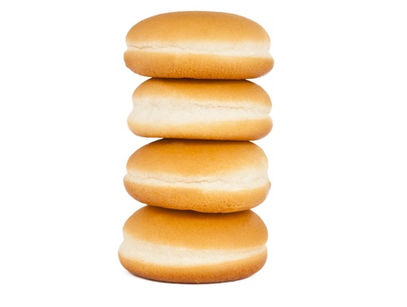 hamburger buns isolated on white backgroundの写真素材