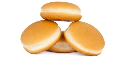 hamburger buns isolated on white backgroundの写真素材