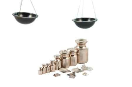 set of precision weights for a balance scaleの写真素材