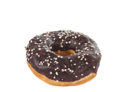 donuts with chocolate isolated on white backgroundの写真素材