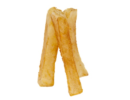 Fried potato chips isolated on white background